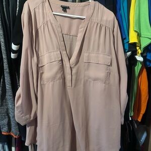 Chic Blush V-Neck Blouse